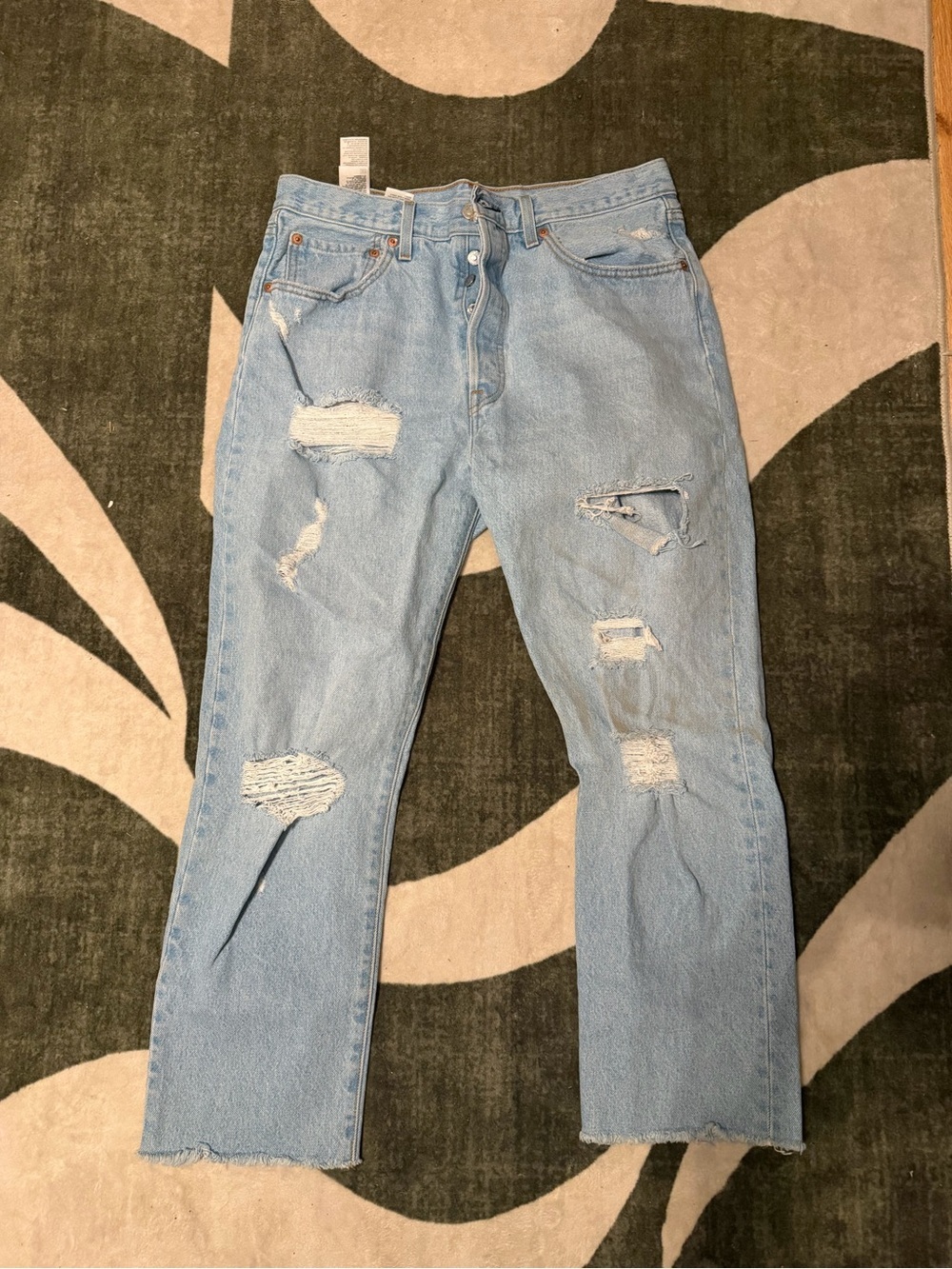 Levi's Light Blue Distressed Ankle Crop Jeans